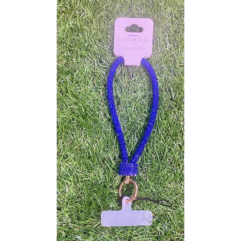 NEW SOPHIA COLLECTION rhinestone phone wrist strap lanyard in royal blue